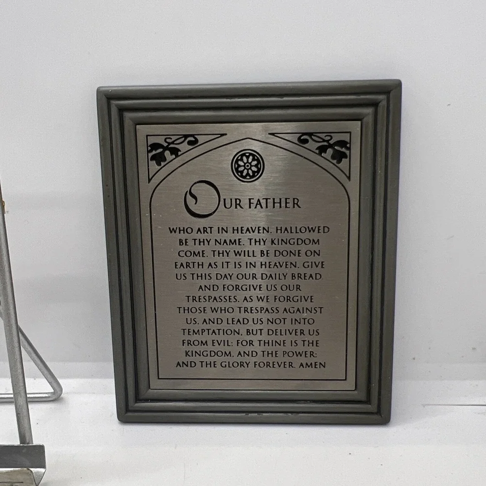 Vintage The Lord's Prayer Metal Plaque with stand by Russ Berrie (Harvest Moon)